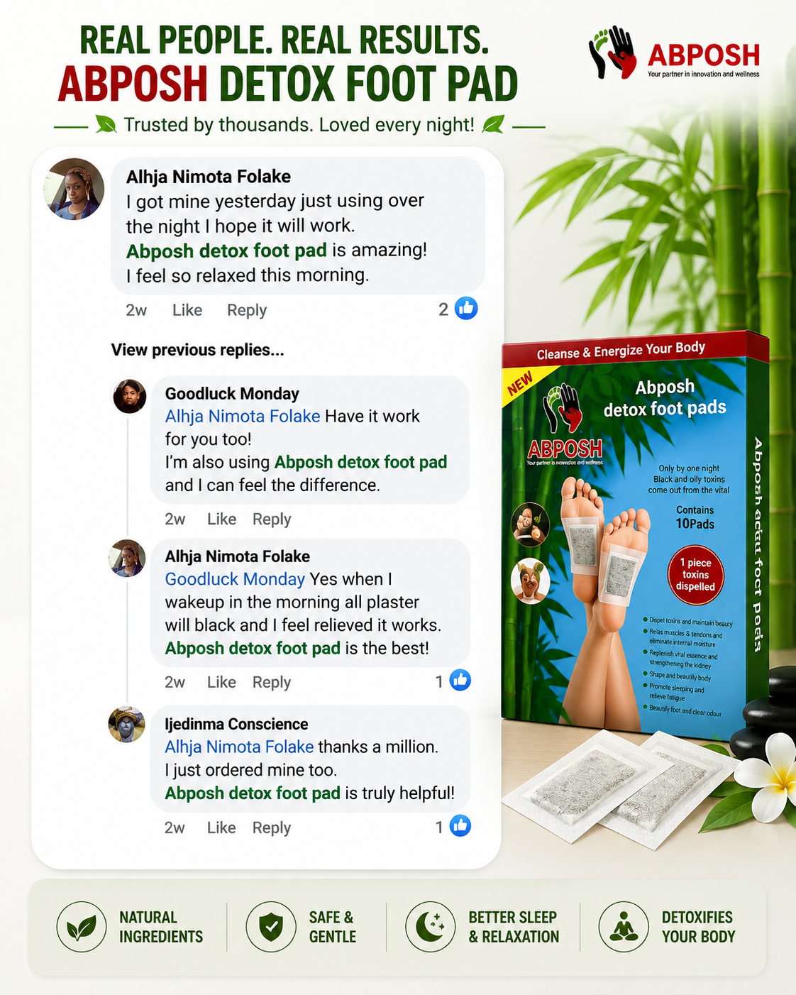 Abposh Detox Footpad customer feedback